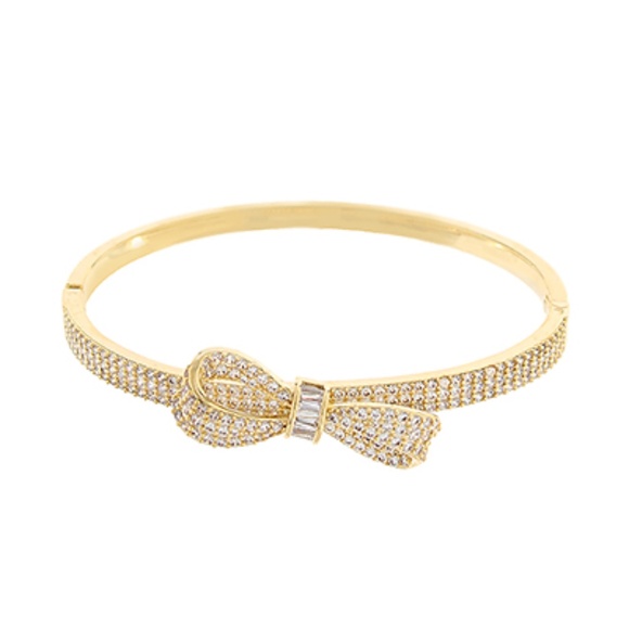 Pave Bow Bangle Bracelet - Picture 1 of 2